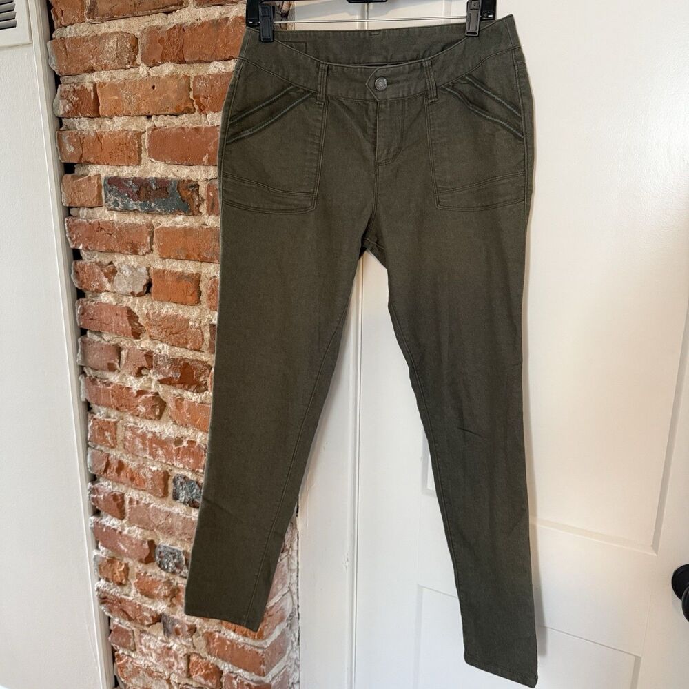 Marmot Mercill Pants Women’s 8 Green Woven Mid-Rise Slim Fit Stretch Performance